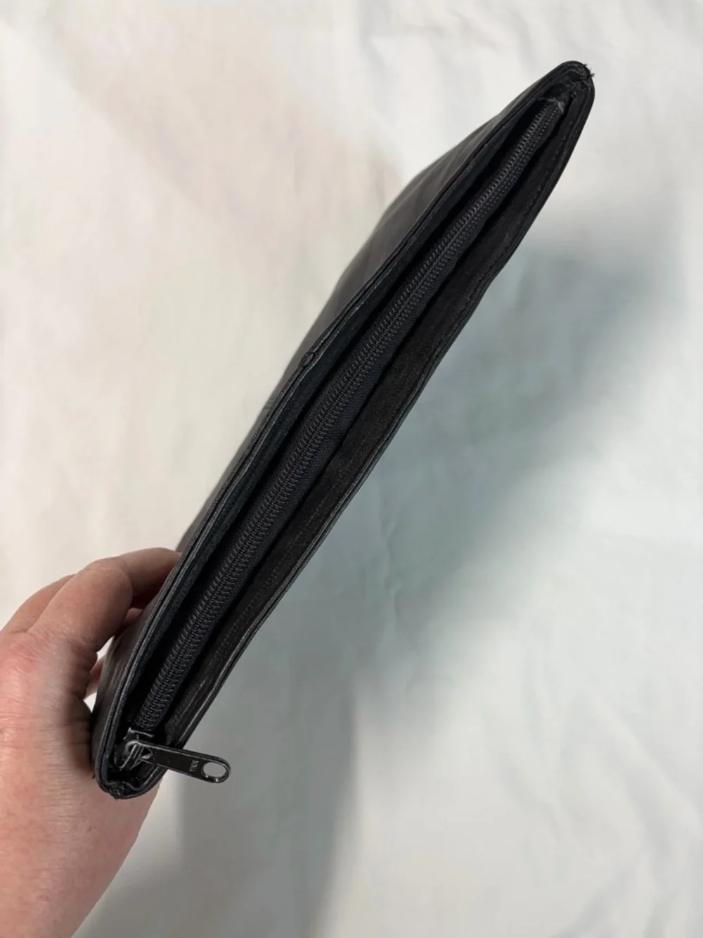 Vintage 90s Soft Black Leather Clutch Slouchy Minimalist Y2K